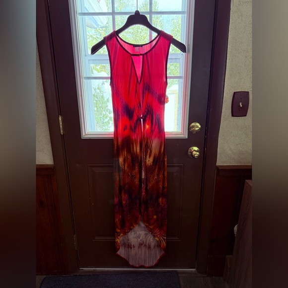 VENUS Dresses & Skirts - Venus Hot Pink Blue Orange Middle Front Slit Sleeveless Maxi Dress XS